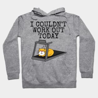 Cat Treadmill, I Couldn't Work Out Today, Fitness Funny Hoodie